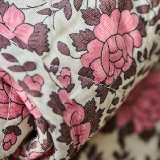 Quilt cotton 130x180 light pink brown flower 2a